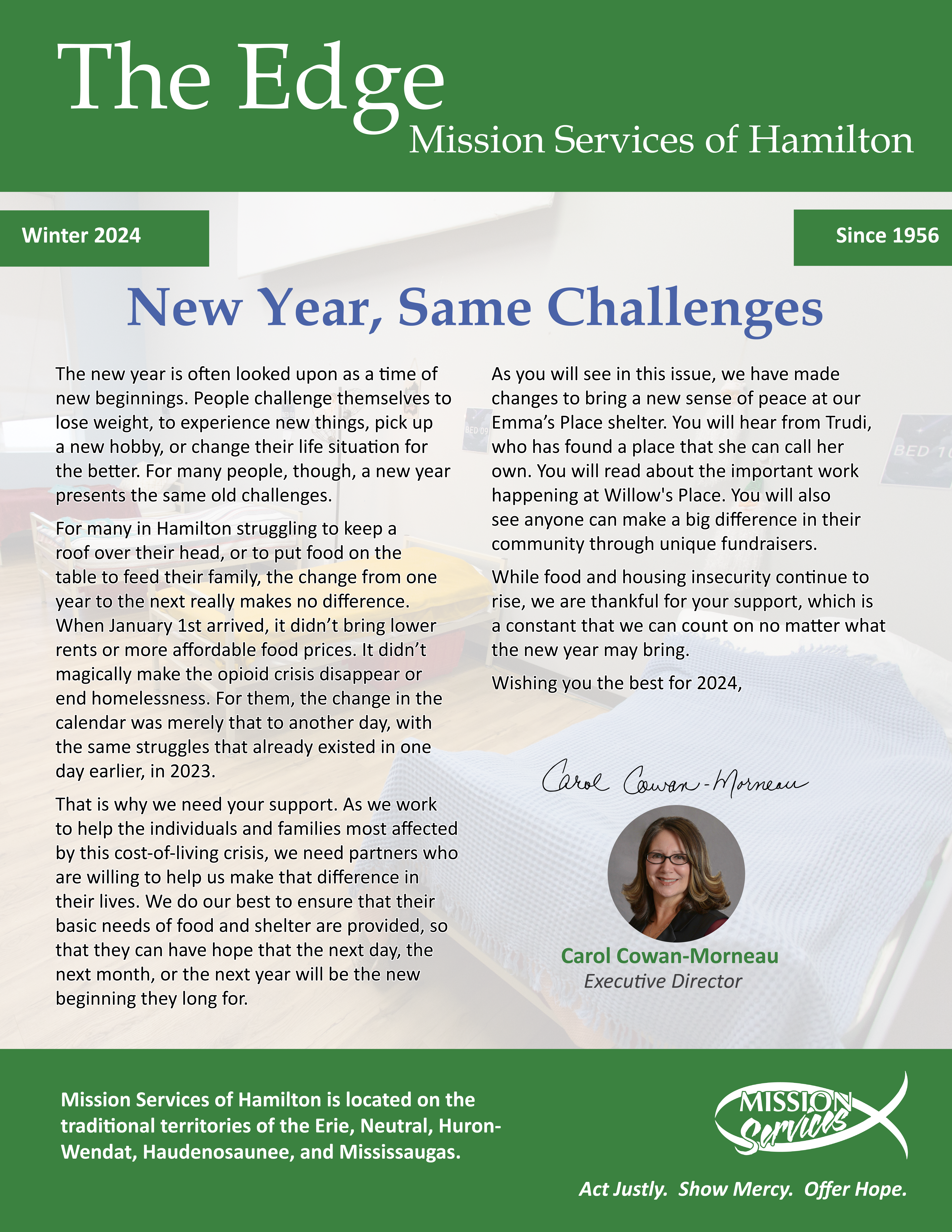 2024 Winter Newsletter front page reduced